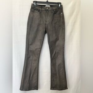 Frame Denim Dark Brown metallic Le crop mini boot